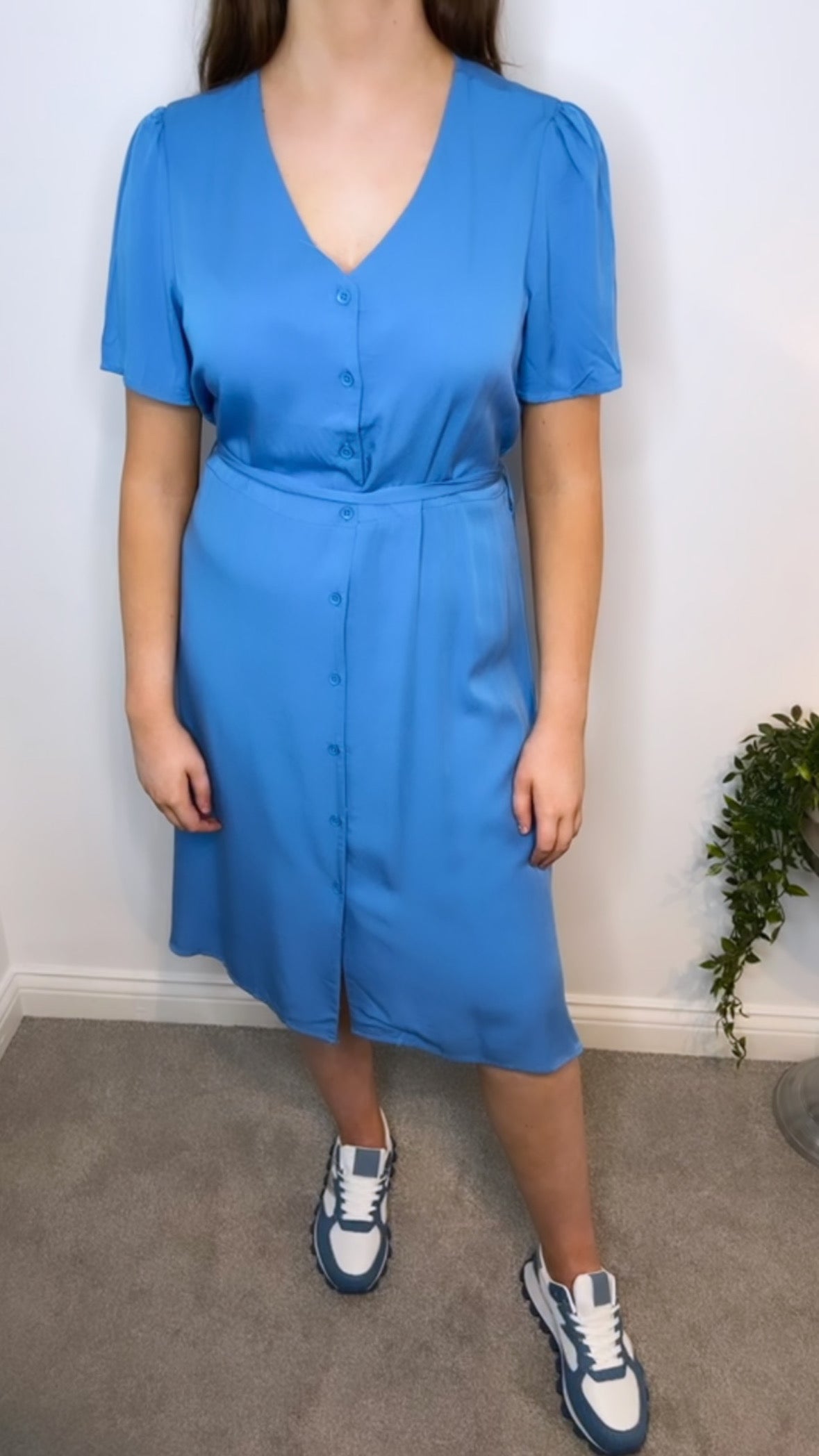 Sara Petrol Blue Midi Dress