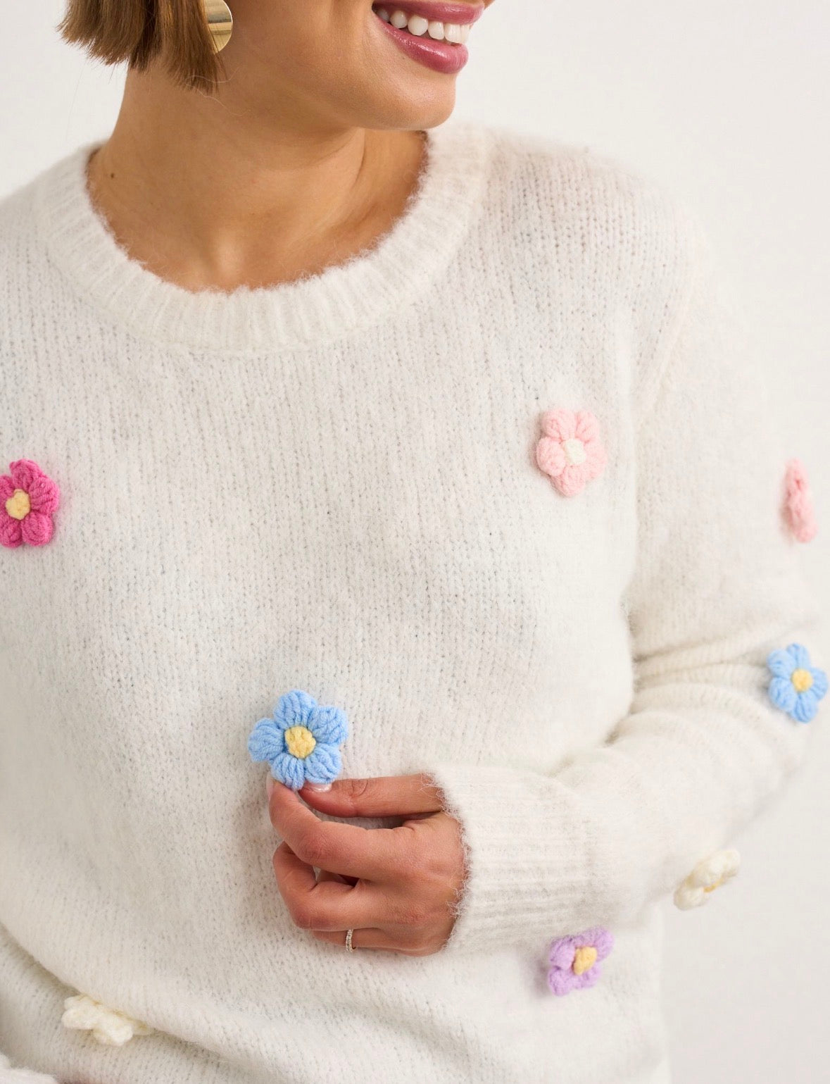 Poppy White Floral Jumper