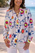 Pixie Neon Floral Print Blouse