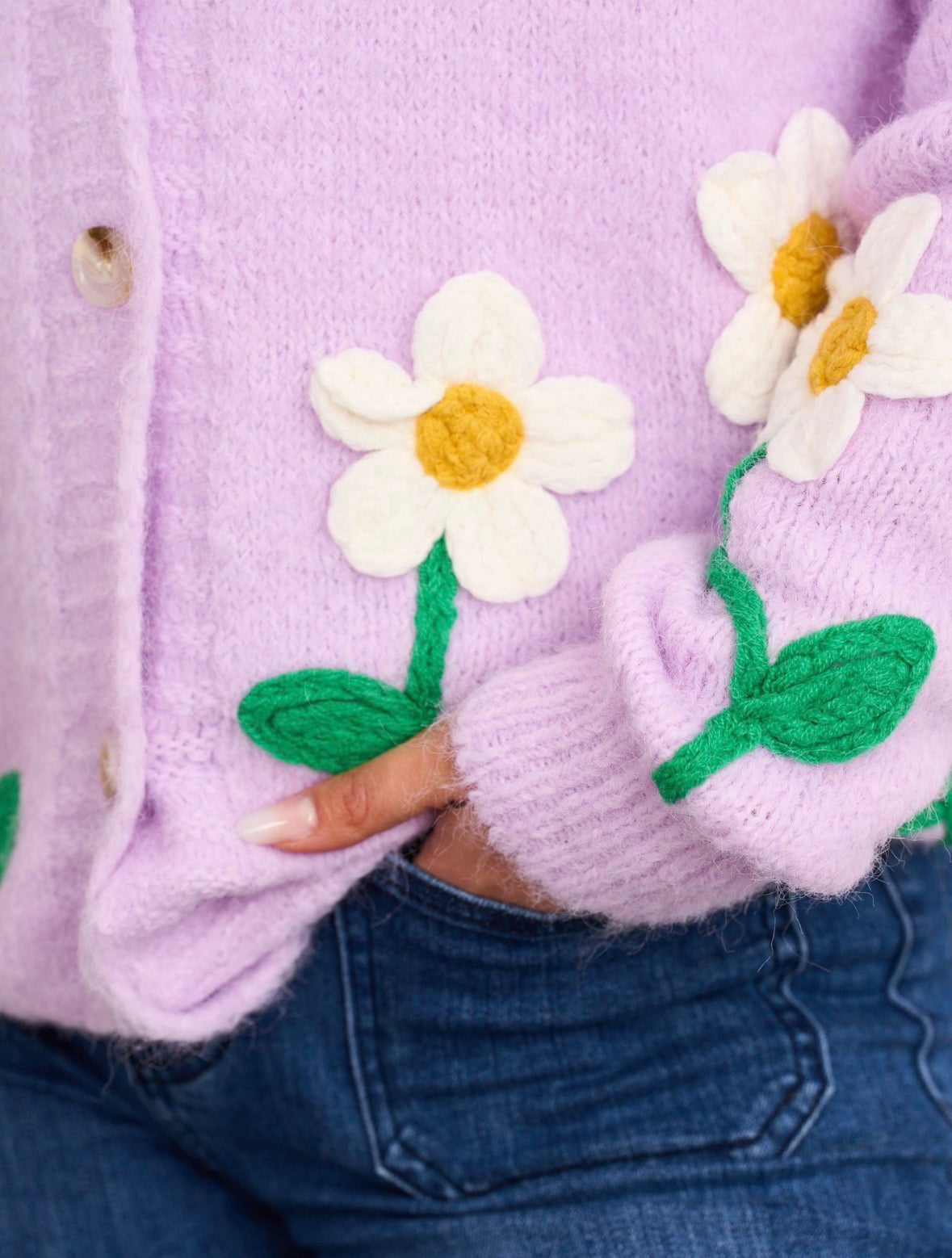 Cara Lilac Daisy Cardigan