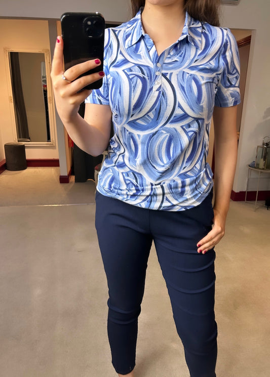 Briana Blue Brushstroke Print Shirt