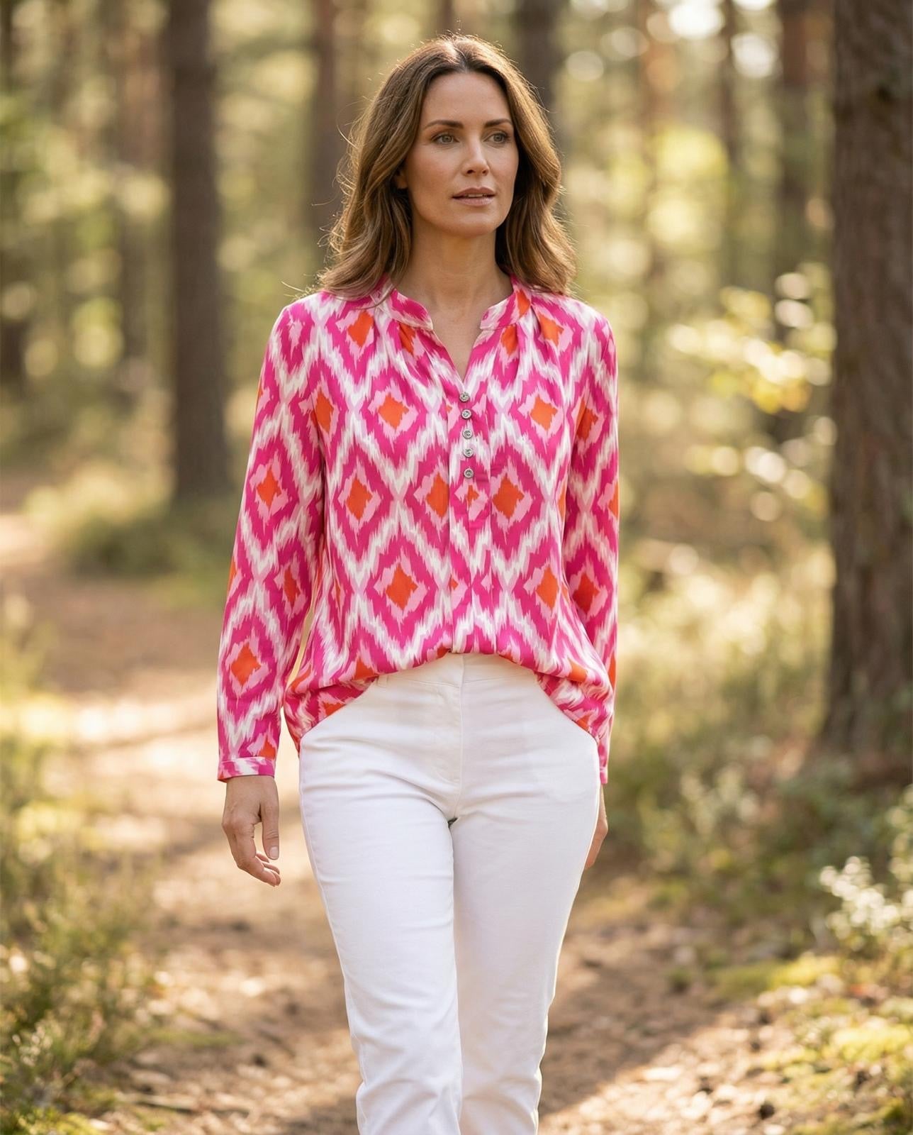 Quinn Pink V-Neck Blouse