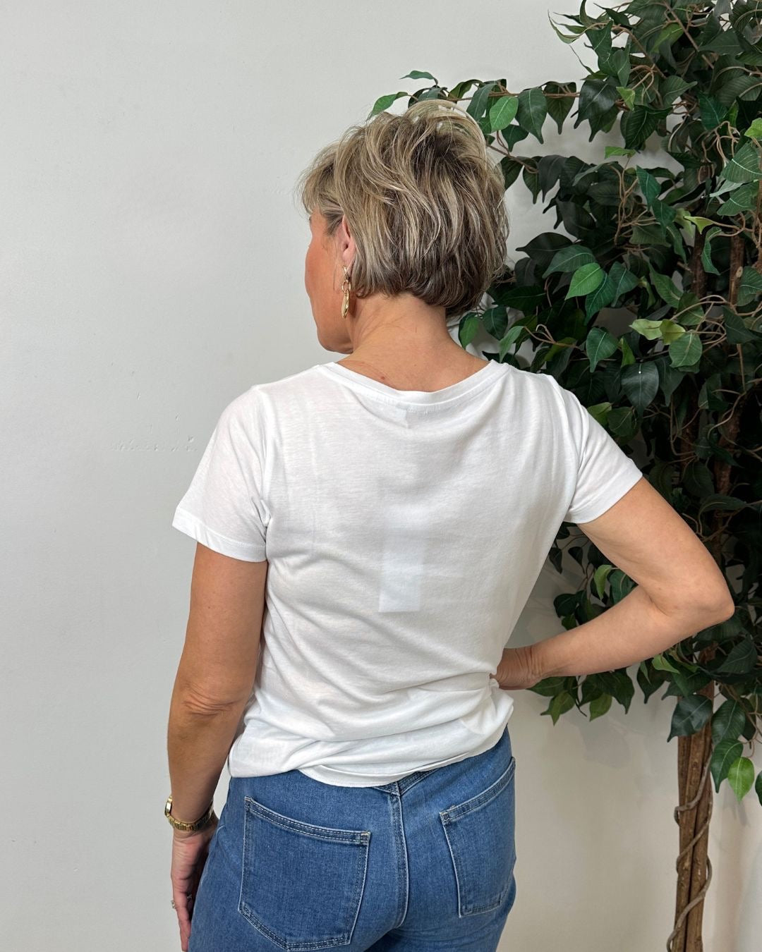 Layla White Gold Embellished T-Shirt