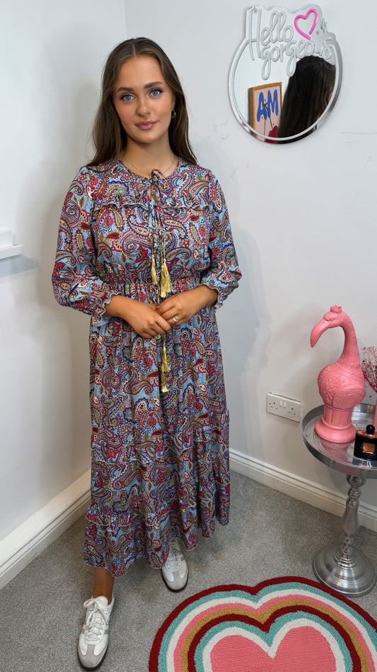 Annalee Blue Paisley Maxi Dress