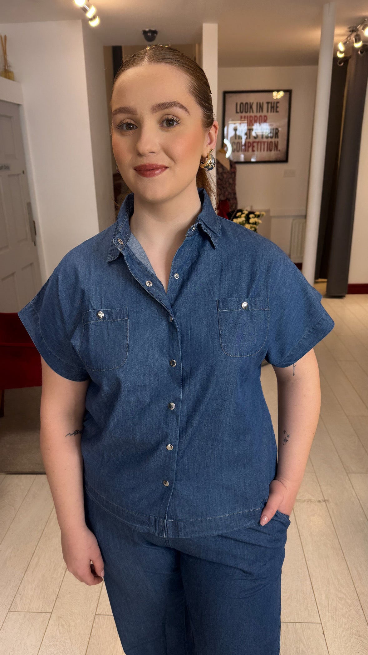 Alia Dark Wash Denim Shirt