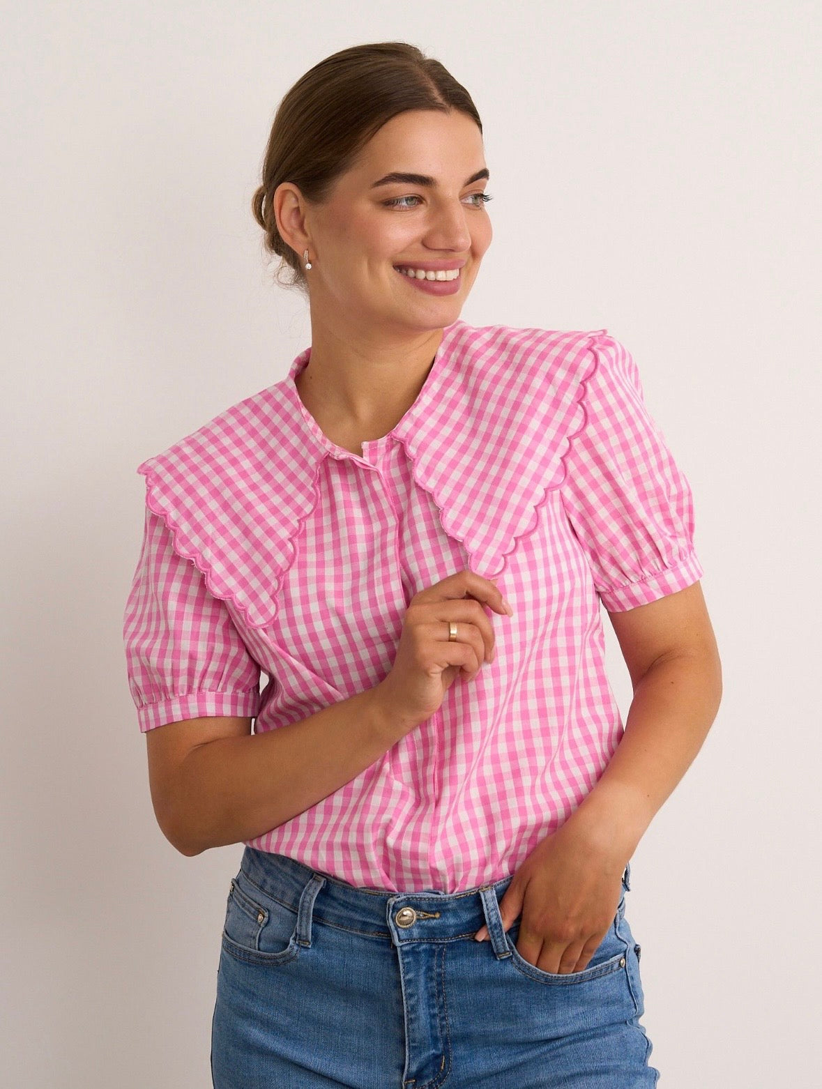 Lydia Baby Pink Check Blouse