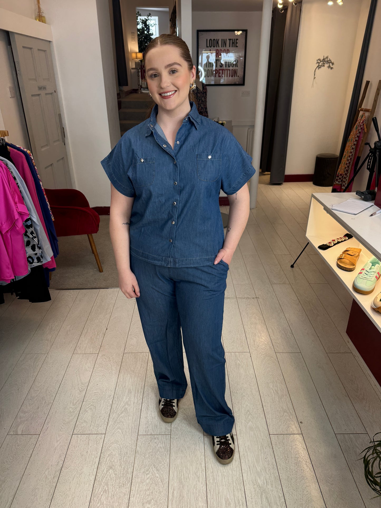 Alia Dark Wash Denim Shirt
