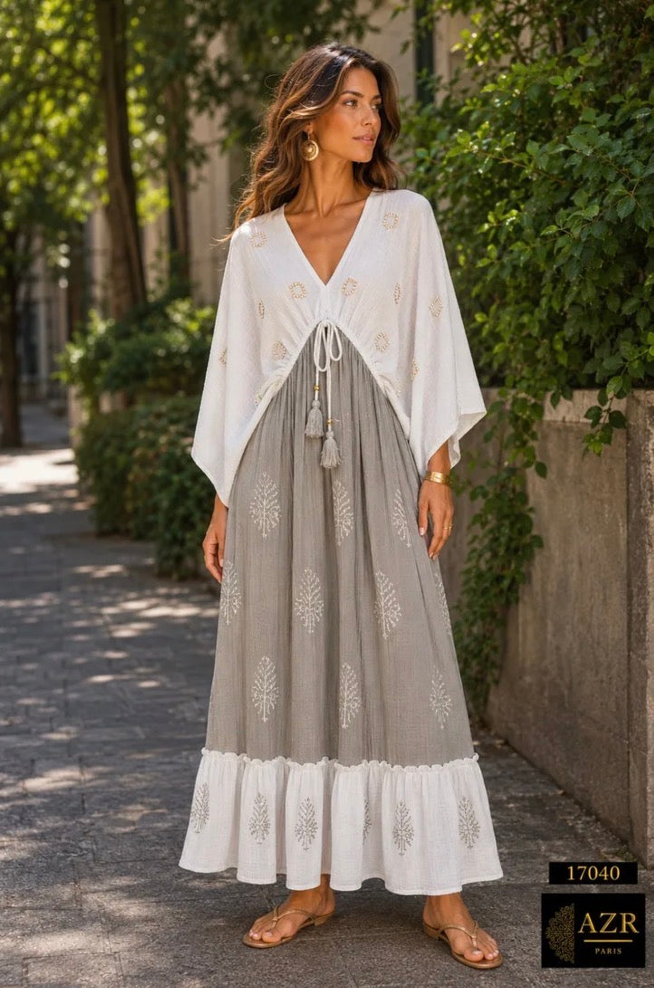 Briana Beige Boho Dress