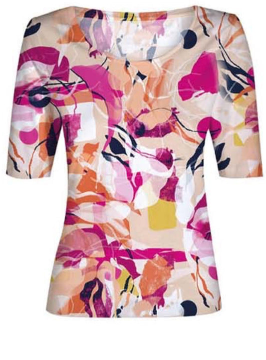 Carla Pink & Orange Floral Print T-Shirt