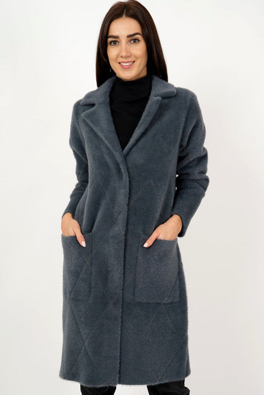 Nori Petrol Blue Luxury Coat