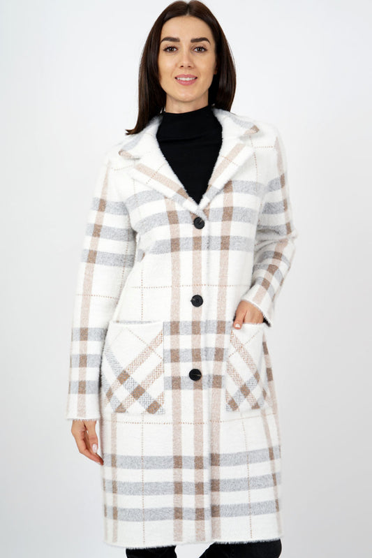 Gigi Checkered Print Luxury Coat