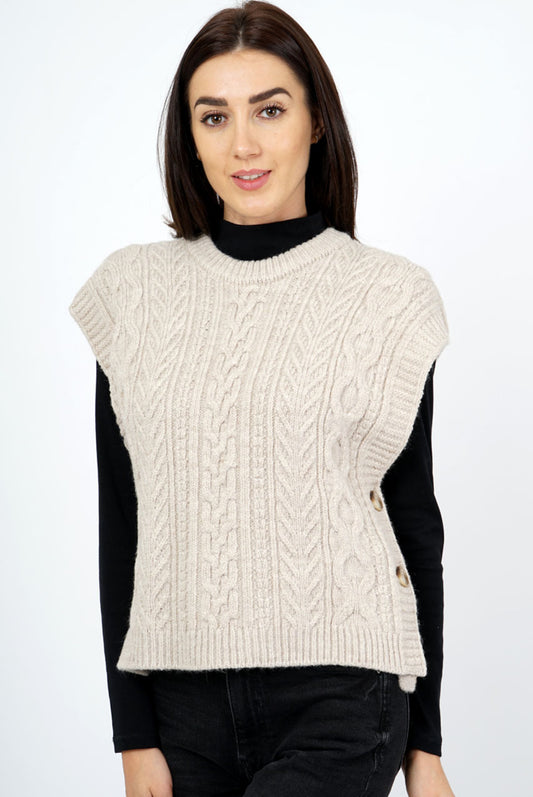 Imogen Beige Aran Knit Vest
