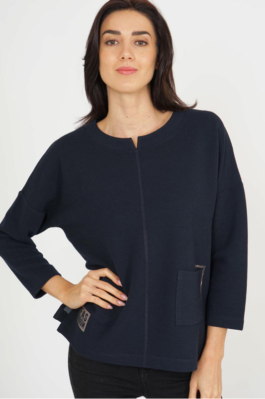 Luca Navy V Neck Jumper