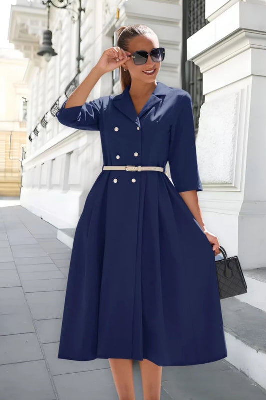 Harper Navy Midi Dress