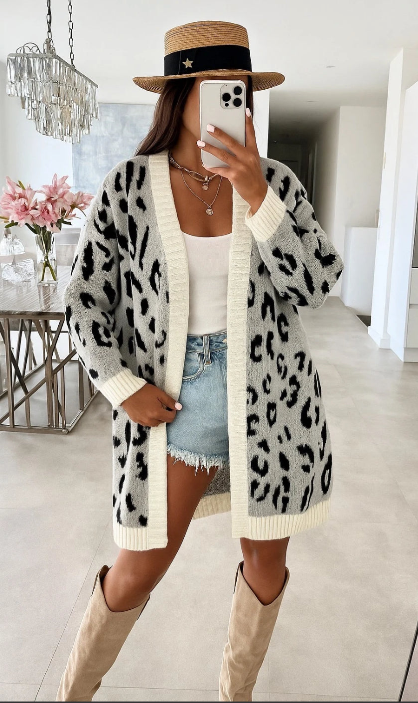 Karina Leopard Print Cardigan