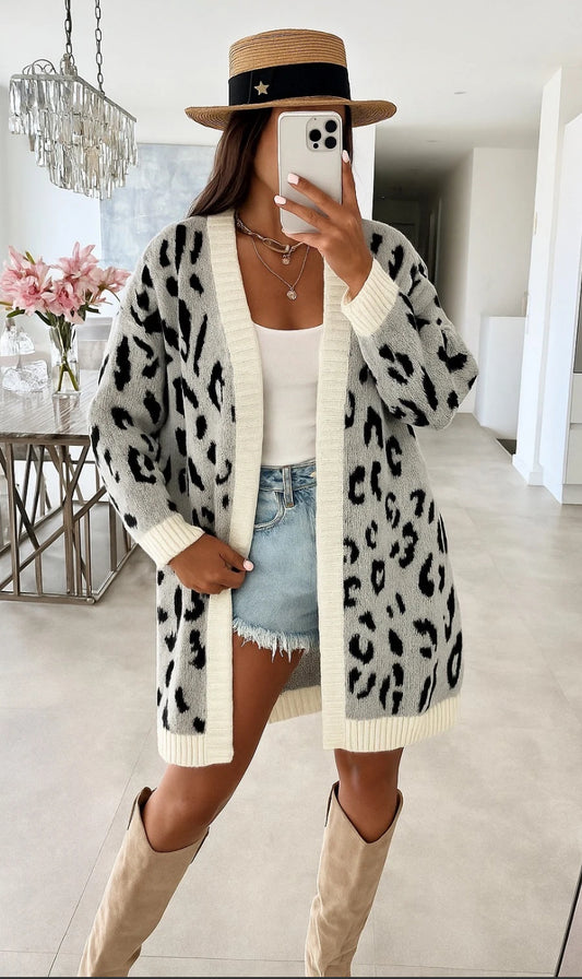 Karina Leopard Print Cardigan