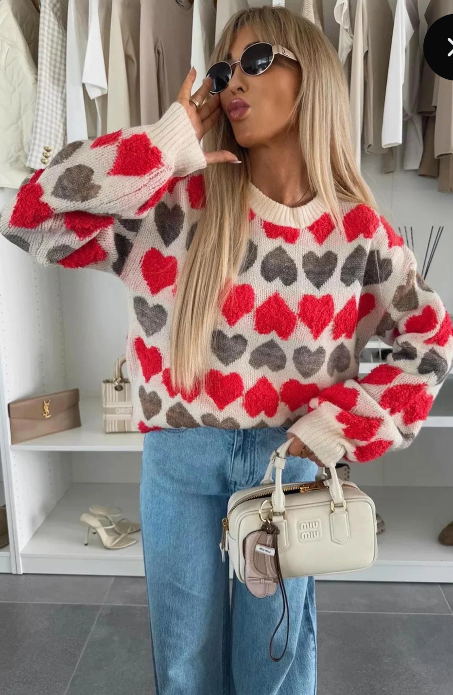 Kelly Knitted Heart Jumper