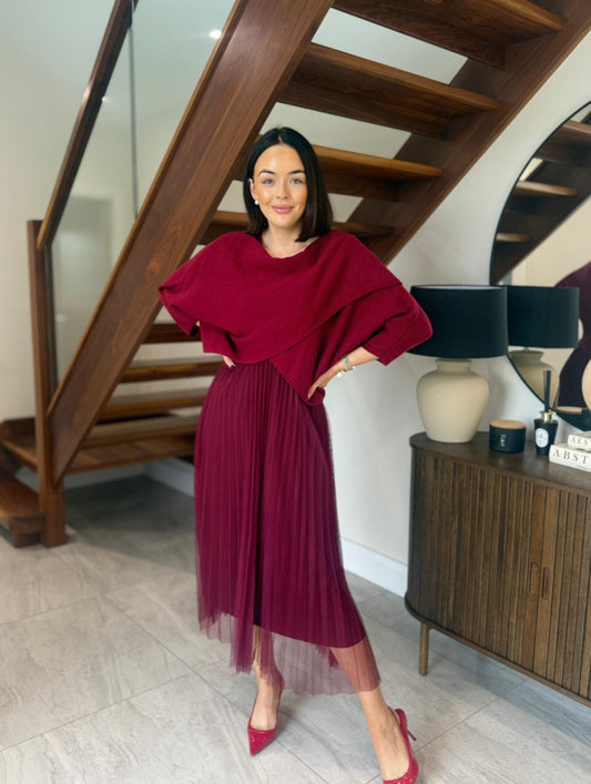 Keira Burgundy Tulle Dress