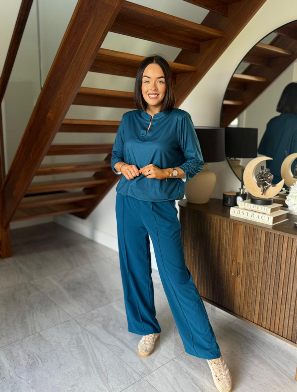 Millie Teal Wide Leg Trousers