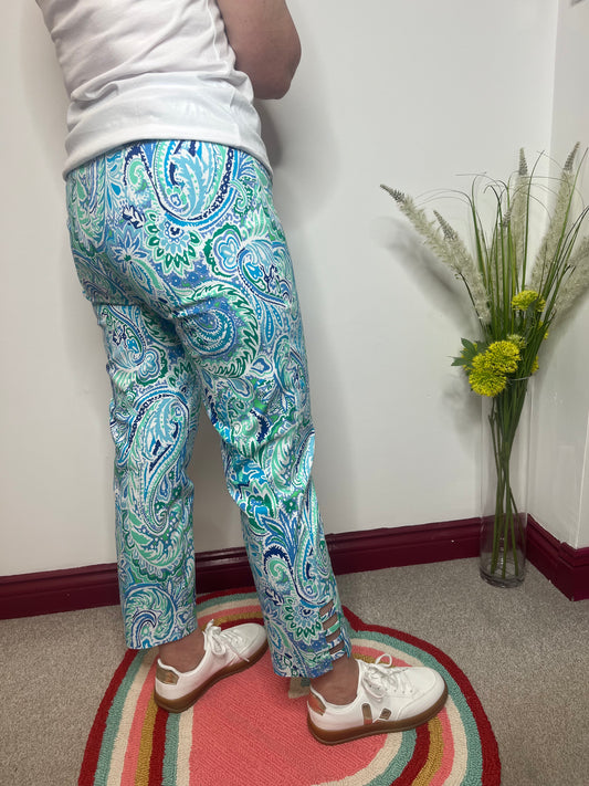 Robell Lena Paisley Trousers with Ladder Detail