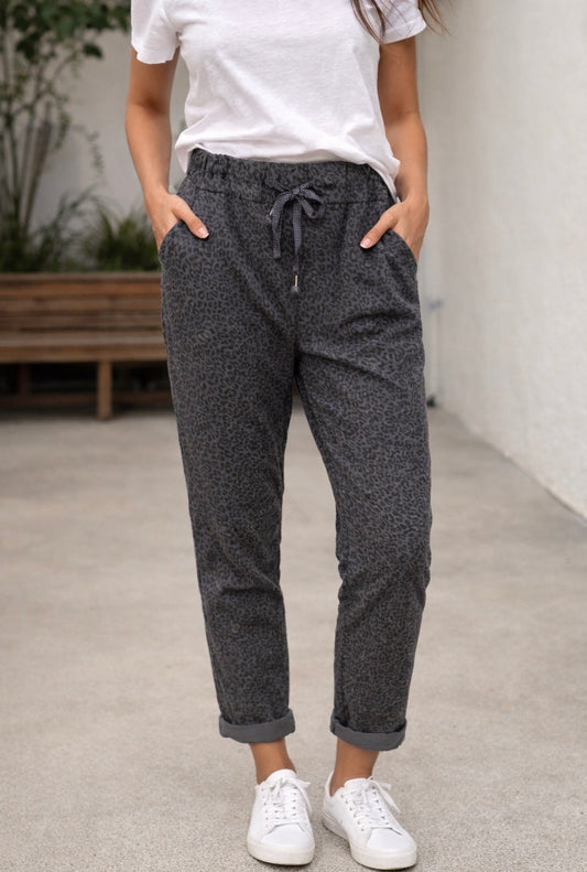 Jasmine Navy Leopard Print Joggers