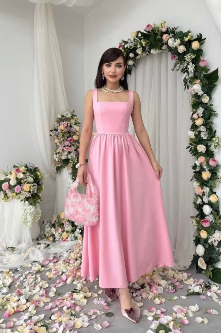 Mia Blush Pink Bow Back Dress