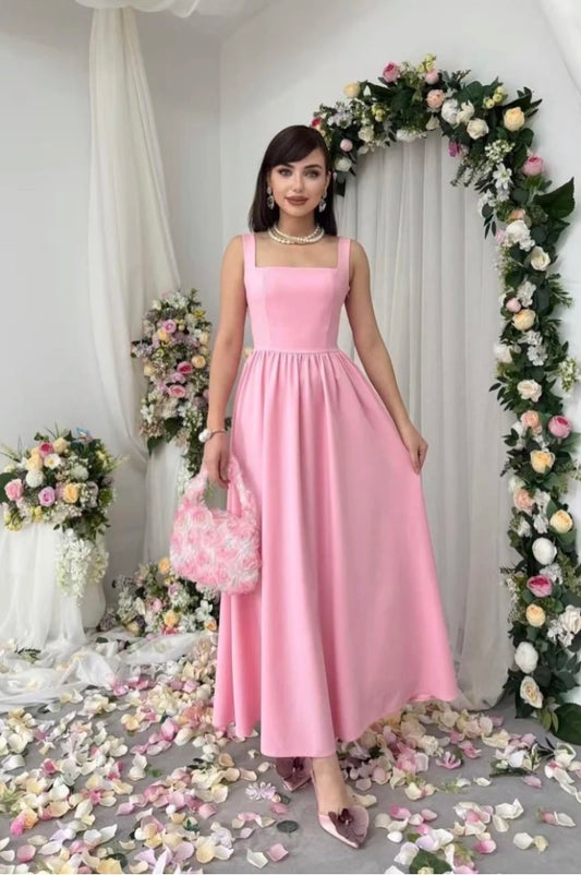 Mia Blush Pink Bow Back Dress