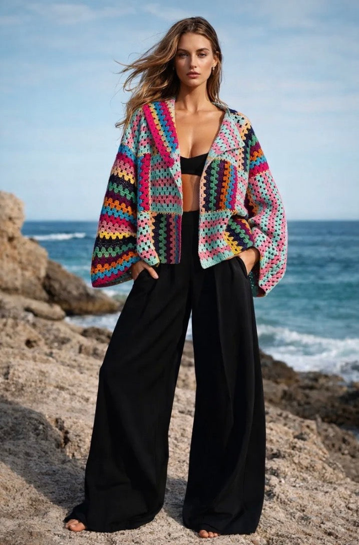 Ariella Multicoloured Crochet Cardigan