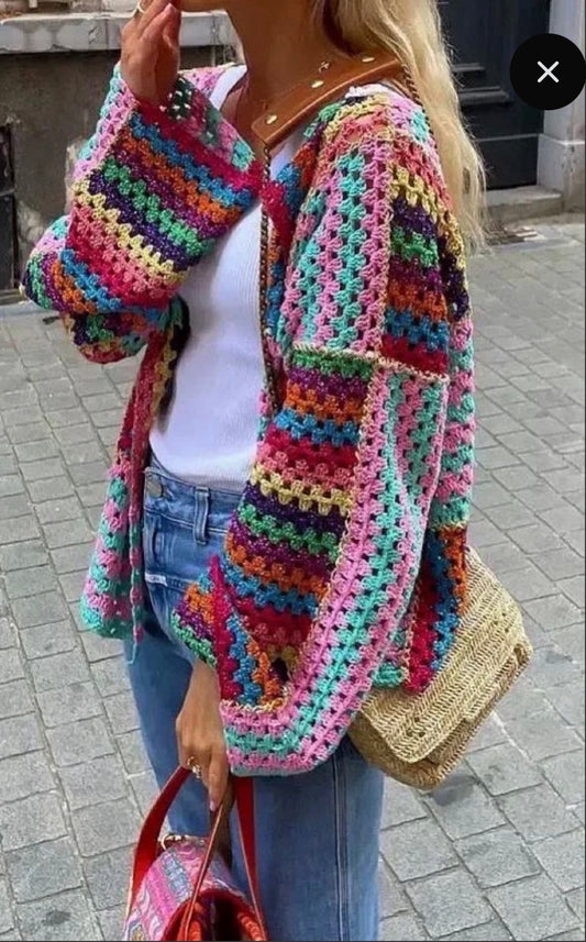 Ariella Multicoloured Crochet Cardigan