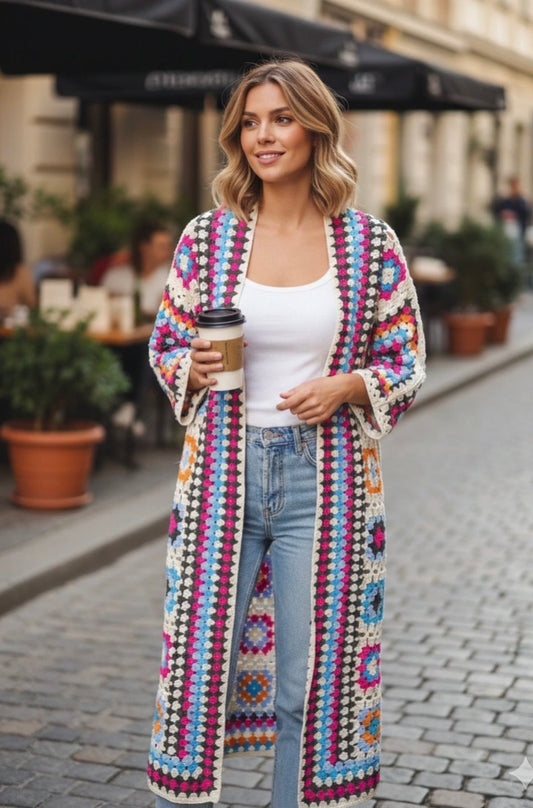 Marley Pink Midi Crochet Cardigan