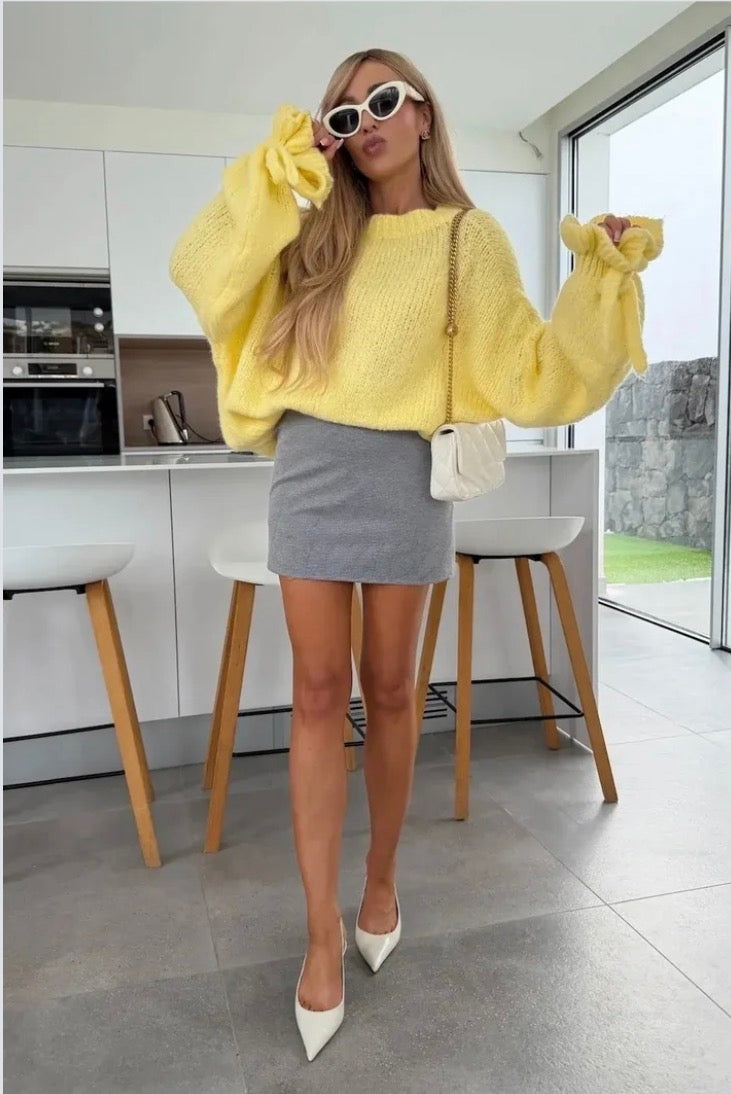 Kara Lemon Frill Sleeve Jumper
