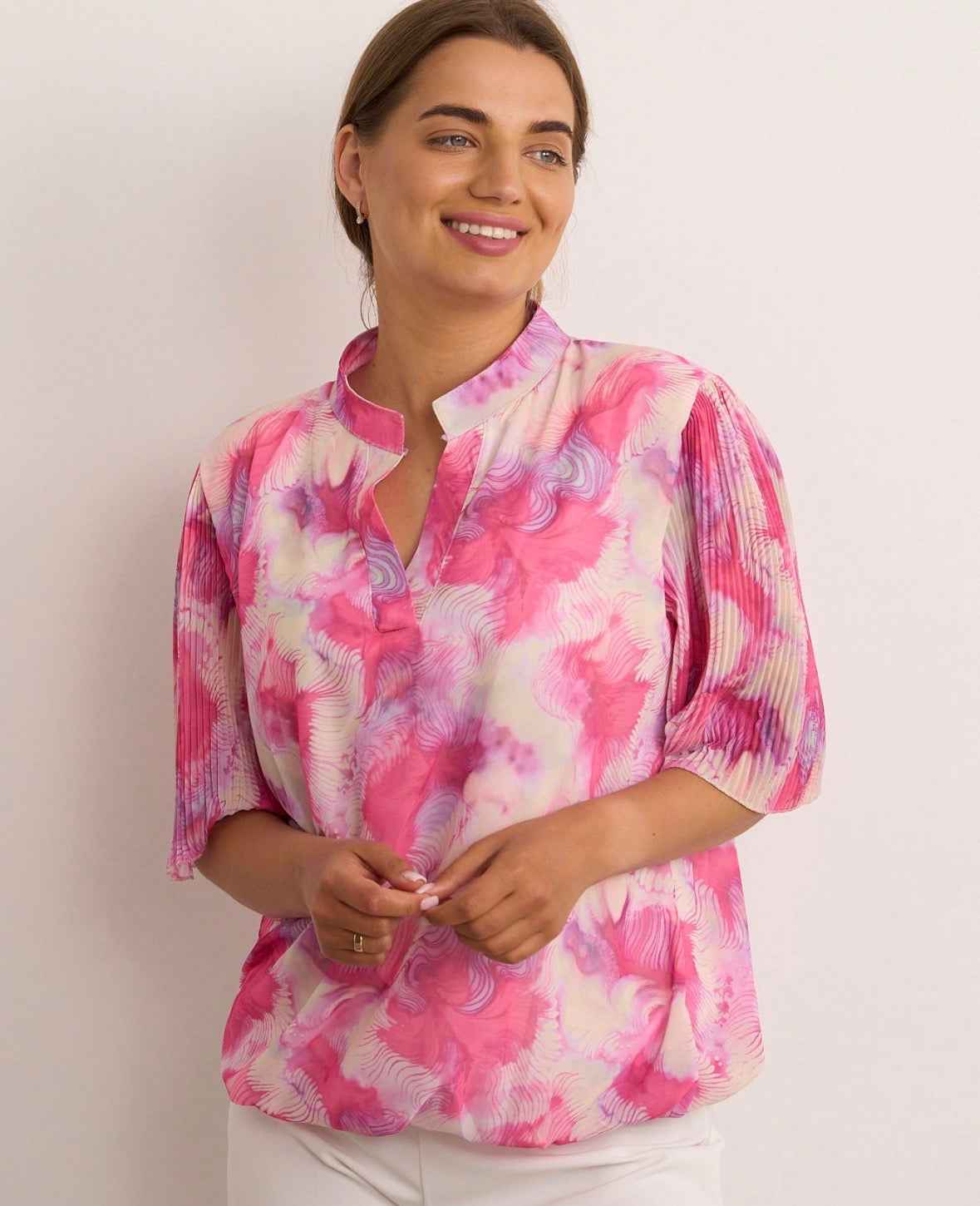 Lea Pink & Cream Blouse