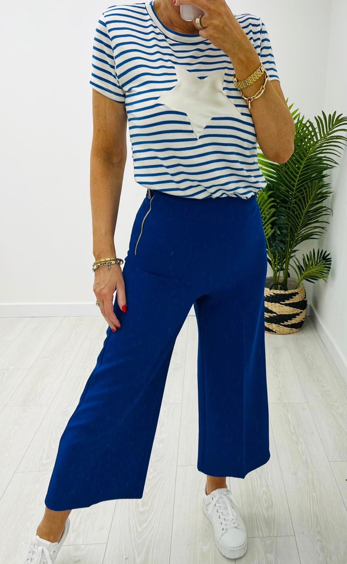 Sandy Blue Cropped Palazzo Pants