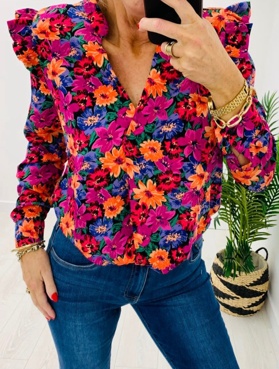 Ashley Purple & Pink Floral Blouse