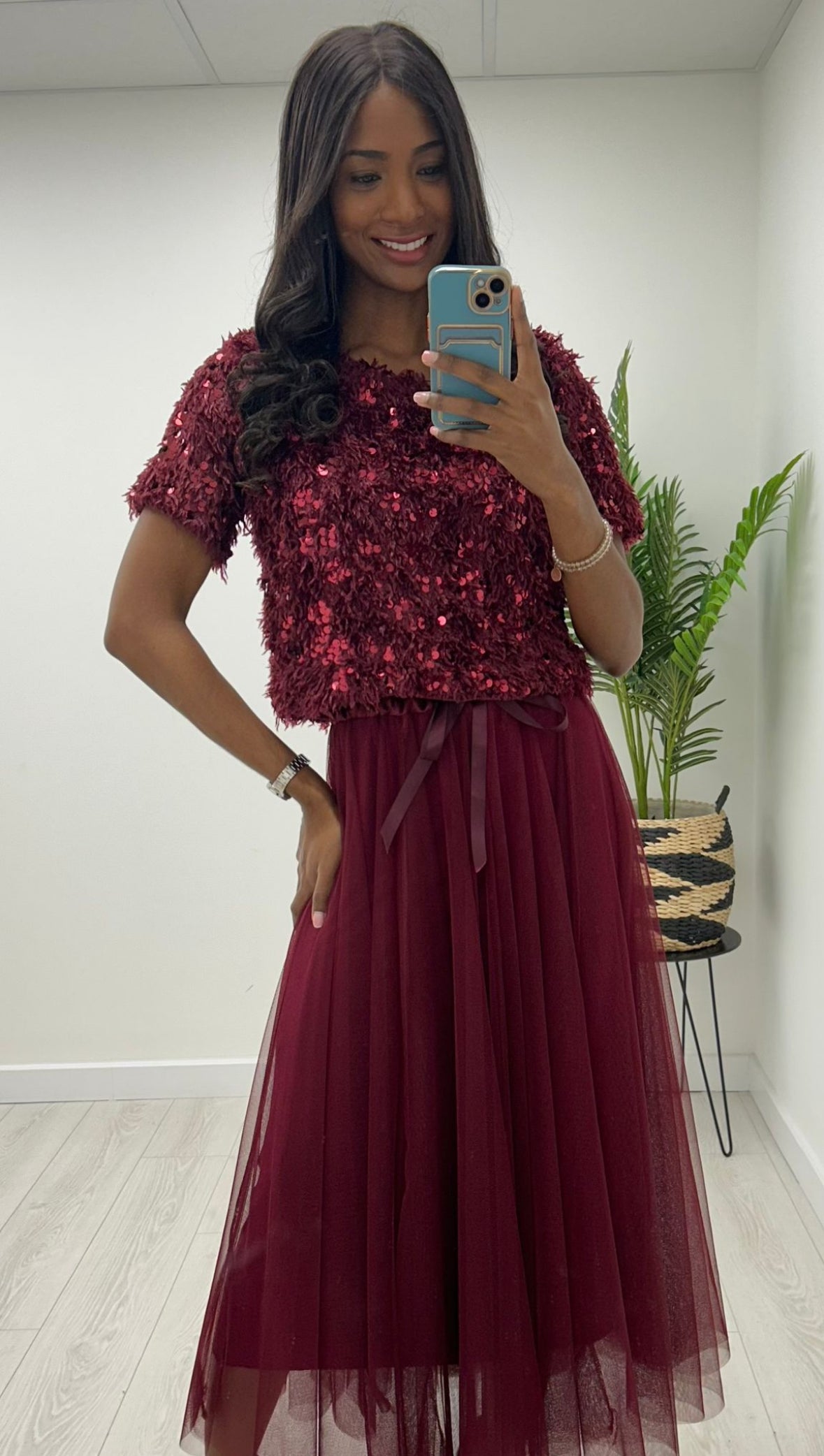 Keira Burgundy Tulle Skirt