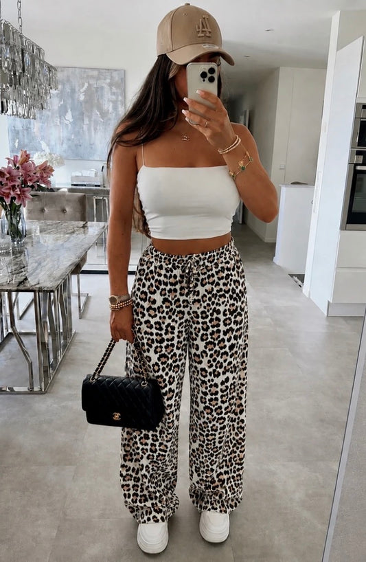 Carley Orange Leopard Print Trousers