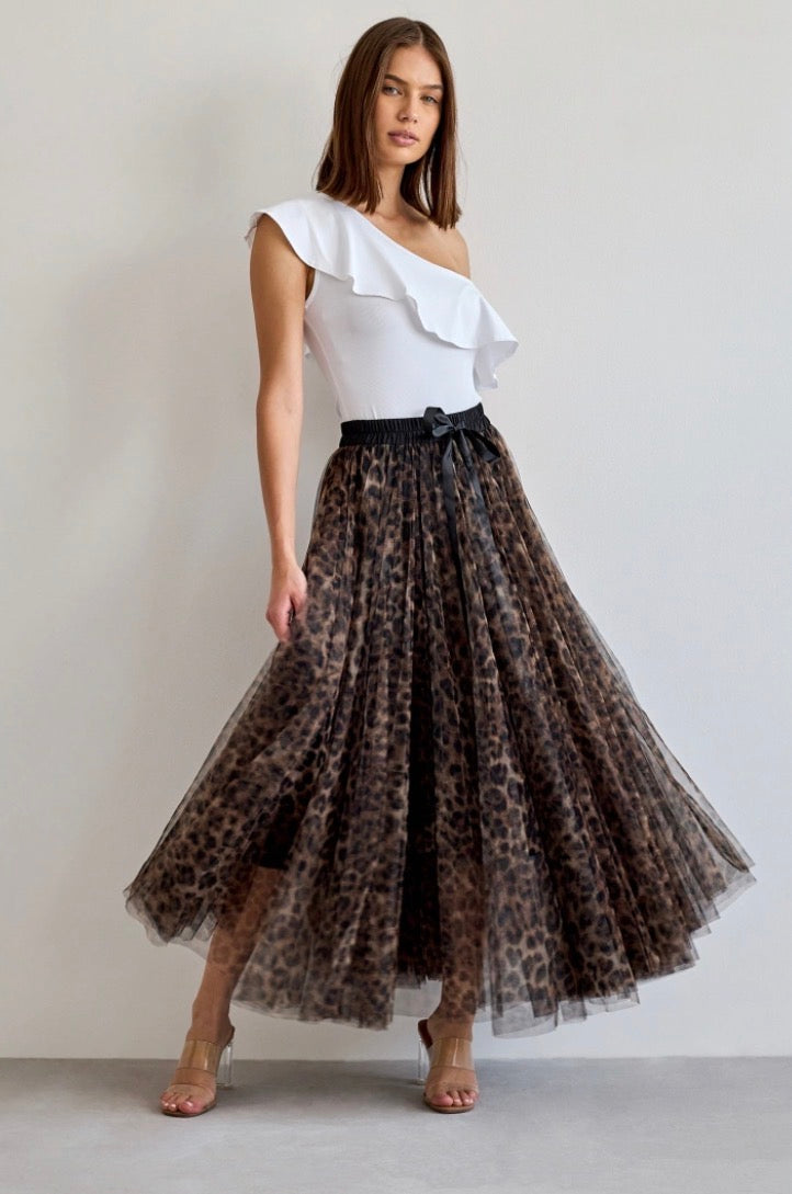 Keira Leopard Print Tulle Skirt