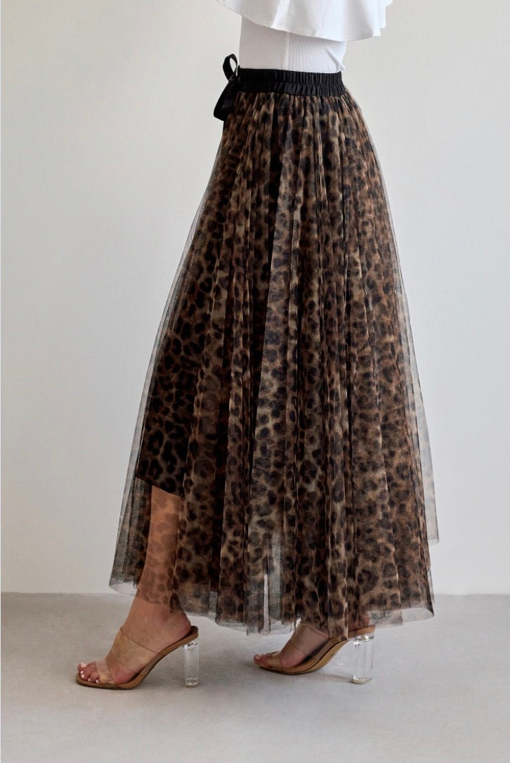 Keira Leopard Print Tulle Skirt