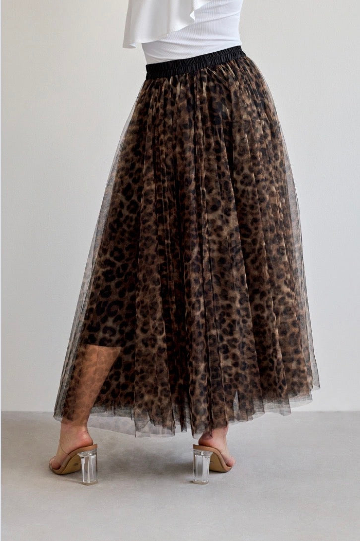 Keira Leopard Print Tulle Skirt