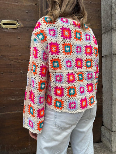 Ariella Multicoloured Crochet Cardigan