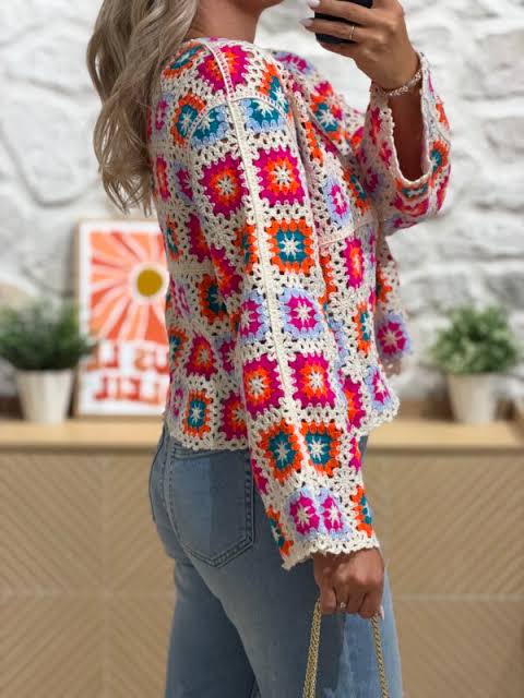 Ariella Multicoloured Crochet Cardigan