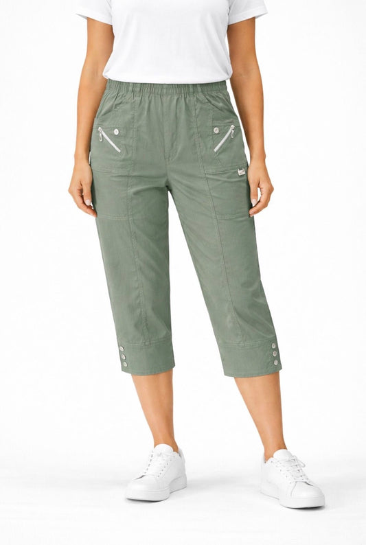Hailey Khaki Cropped Trousers