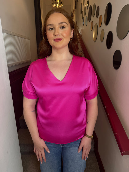 Lauri Cerise V Neck Blouse