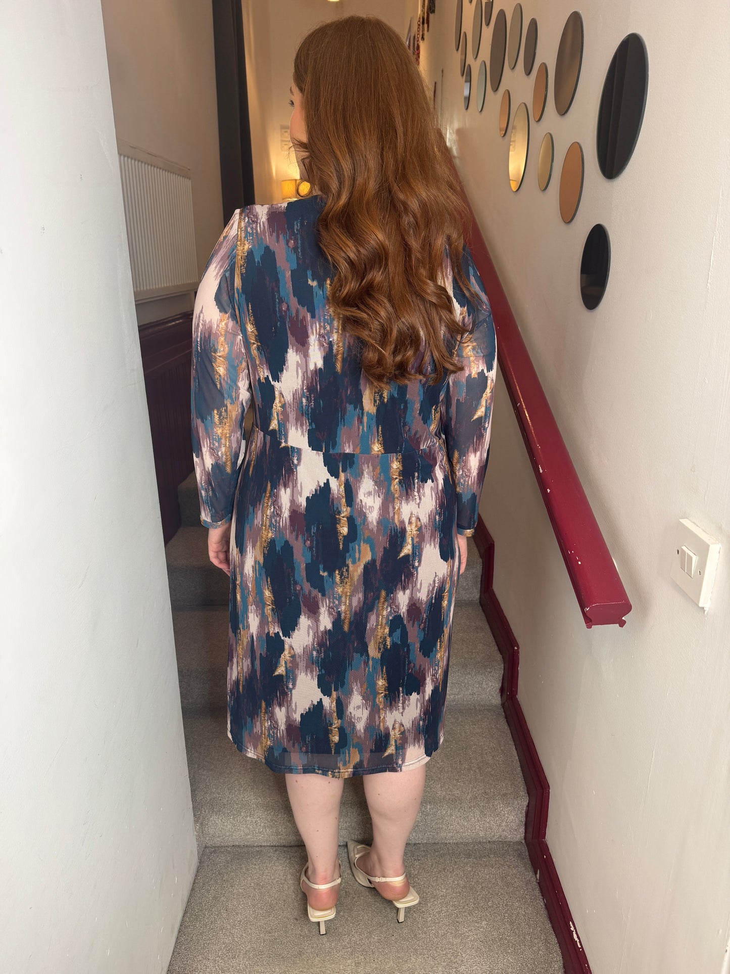 Tara Petrol Splash Midi Dress