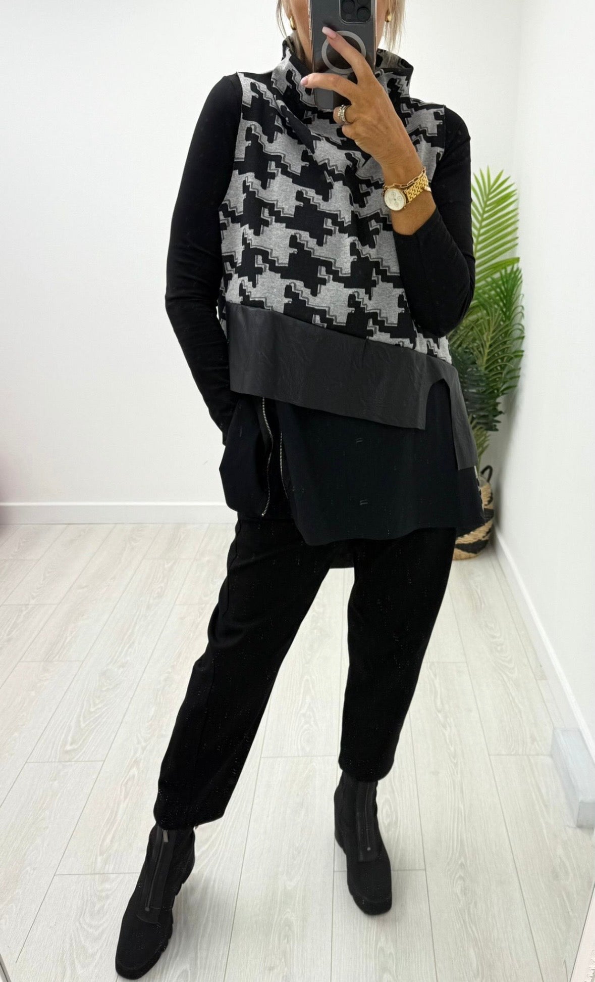 Luca Grey Abstract Dipped Hem Overshirt