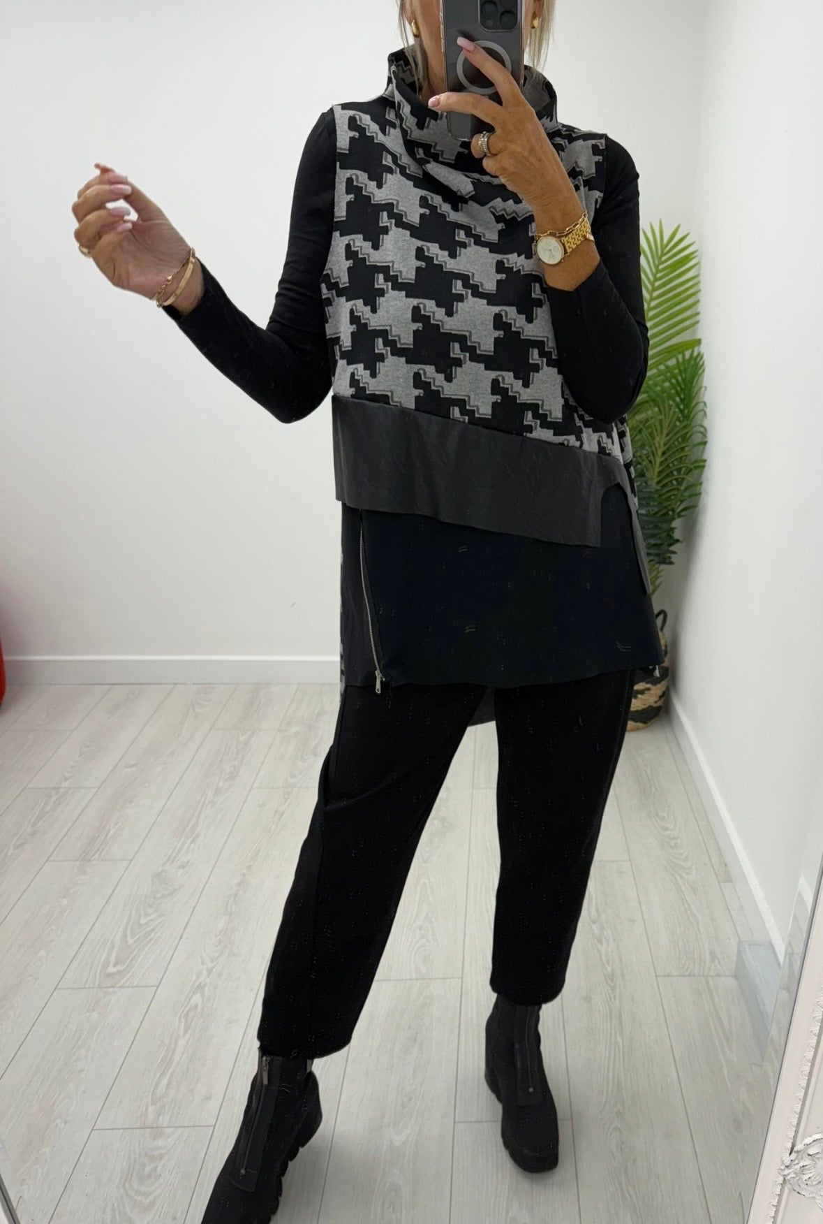 Luca Grey Abstract Dipped Hem Overshirt