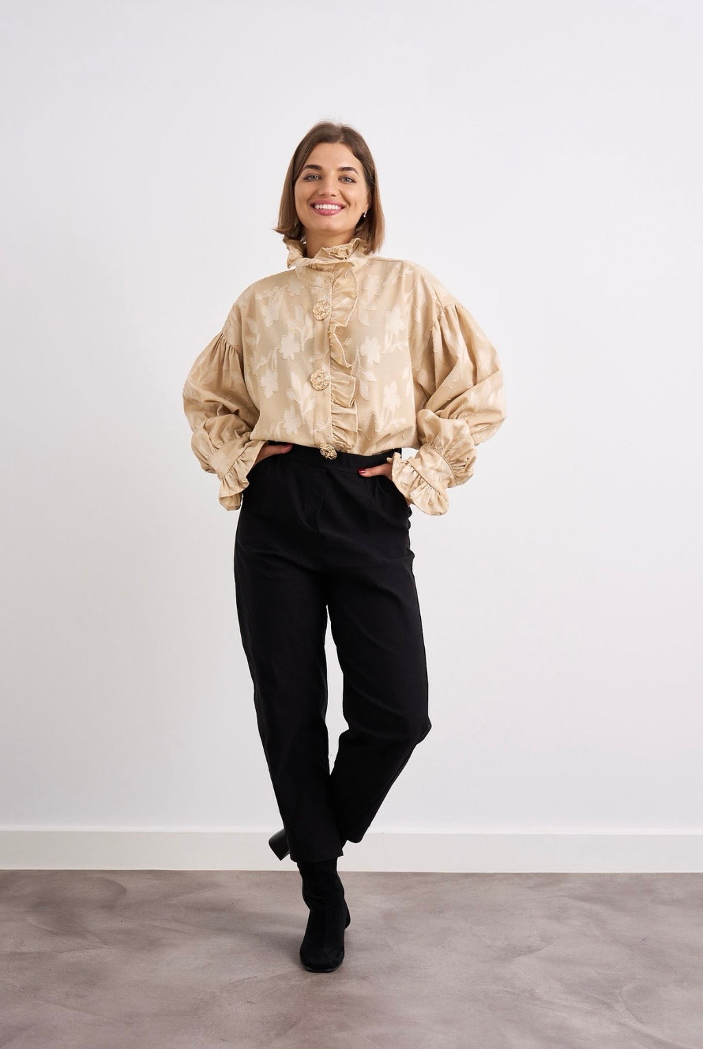 Sasha Beige Frill Shirt