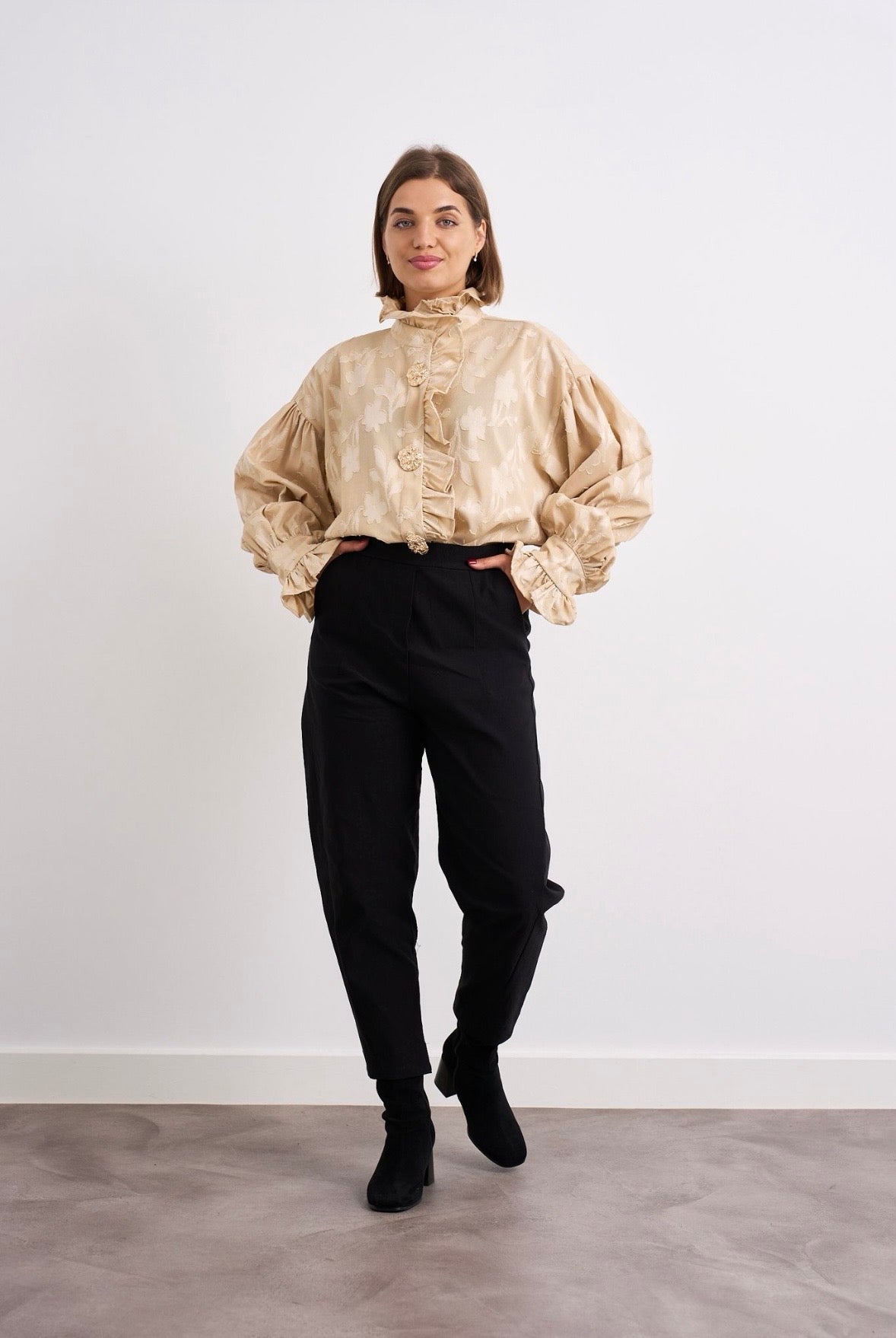 Sasha Beige Frill Shirt
