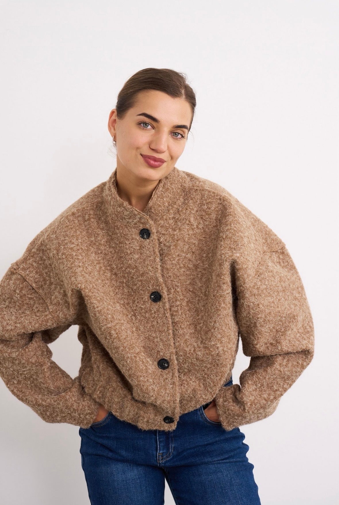Allie Beige Short Teddy Coat