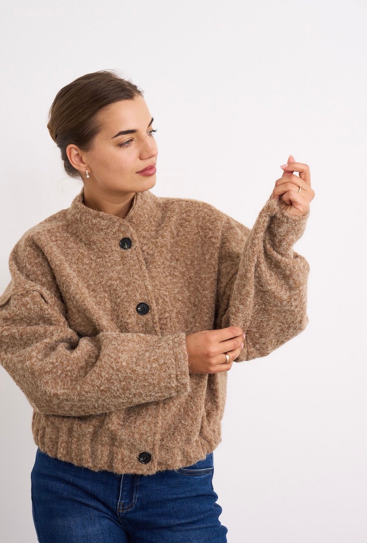 Allie Beige Short Teddy Coat